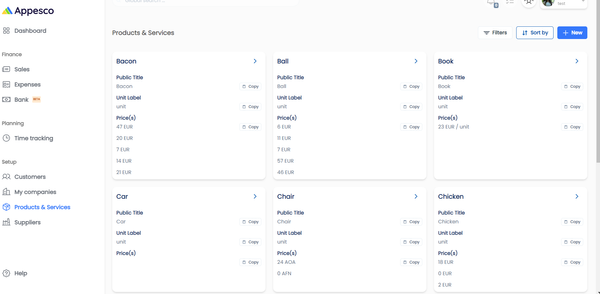 Products & Services Module